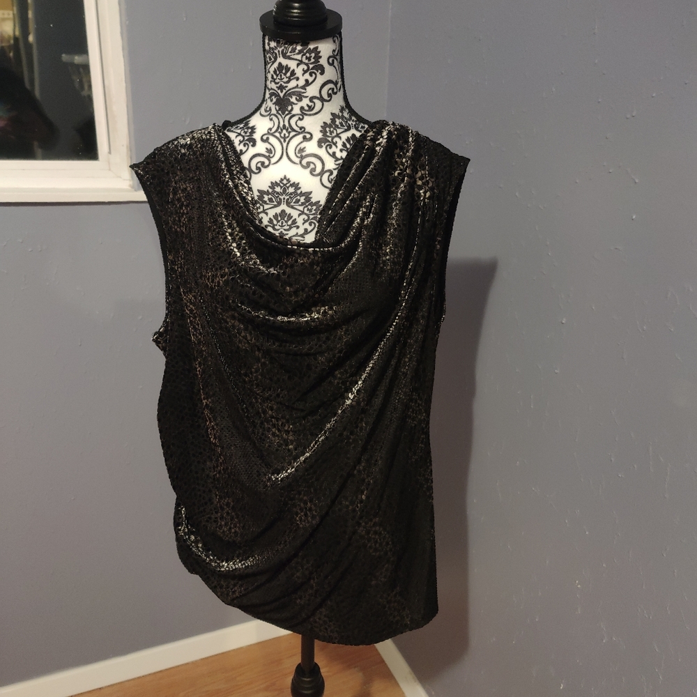 Calvin Klein Snake Print Drape Neck Top